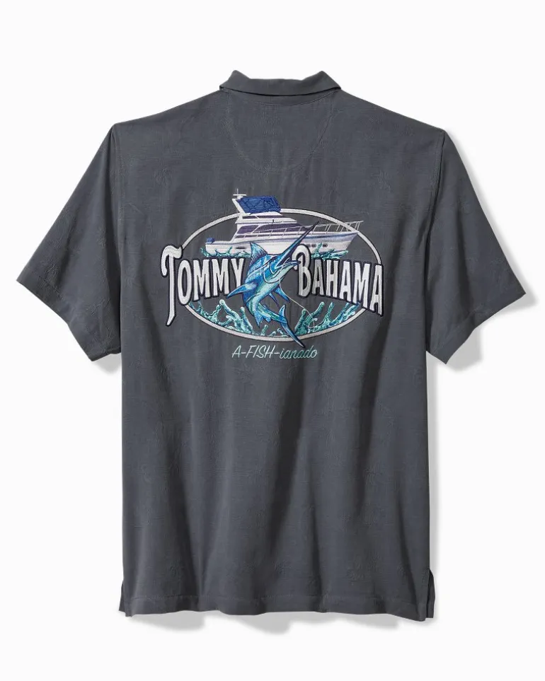 Flash Sale Tommy Bahama A-fish-ianado Silk Camp Shirt Dark Sterling