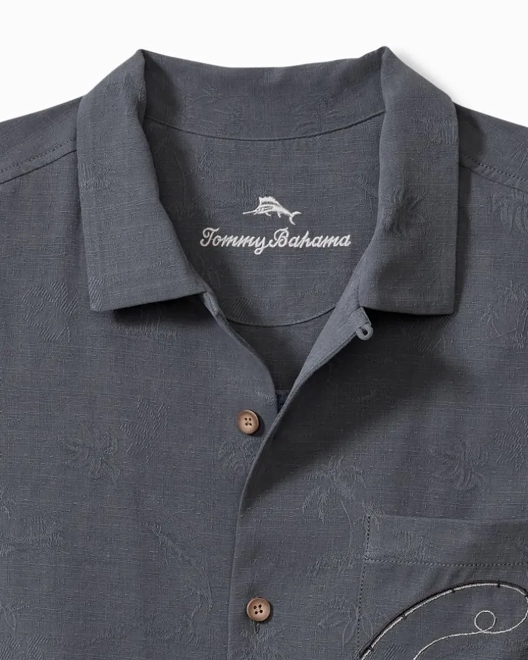 Flash Sale Tommy Bahama A-fish-ianado Silk Camp Shirt Dark Sterling