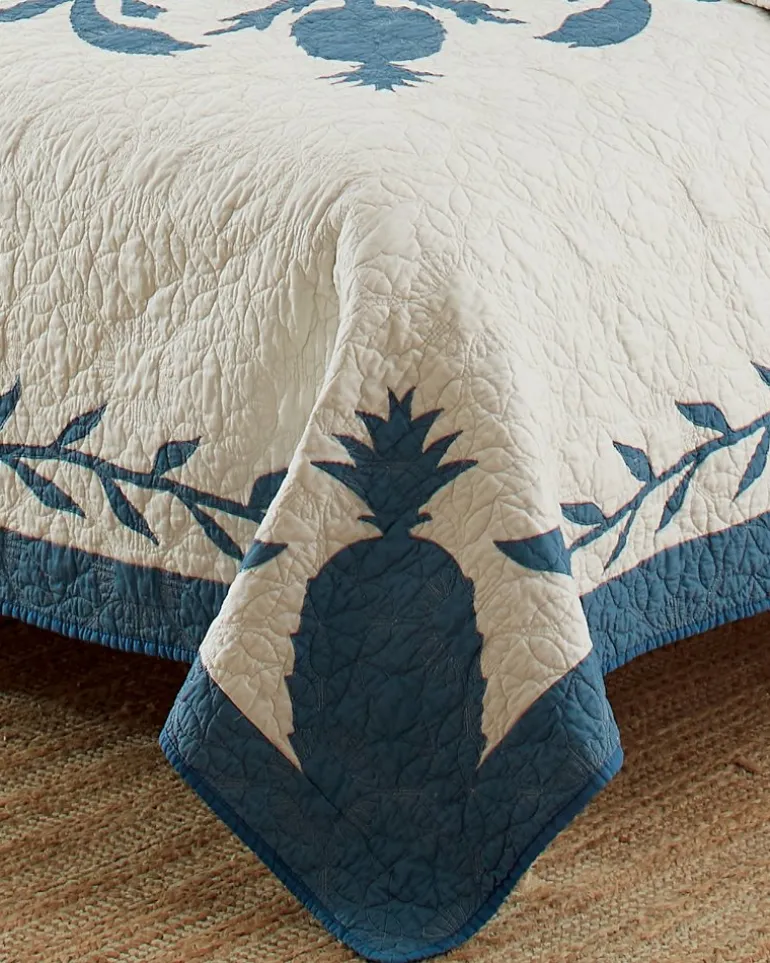 New Tommy Bahama Aloha Pineapple King Quilt Blue