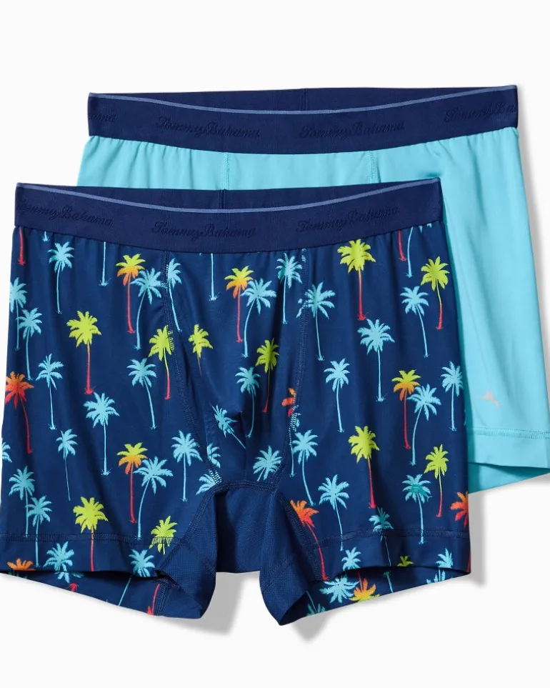 New Tommy Bahama Aloha Print Tech Boxer Briefs - 2-Pack Island Navy