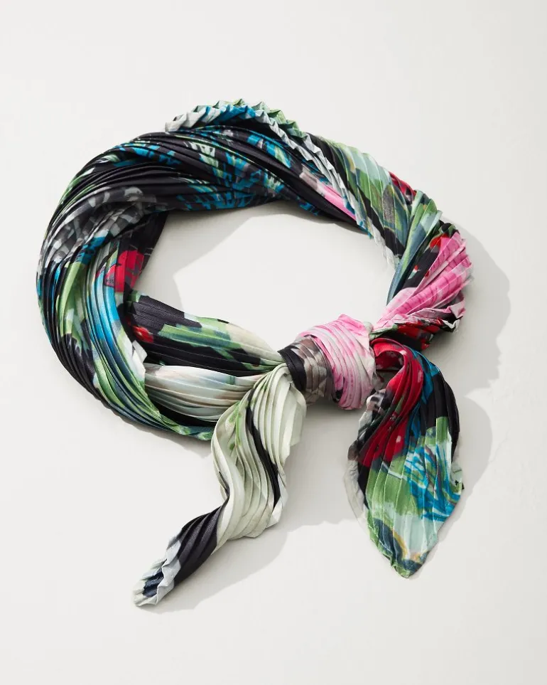 Store Tommy Bahama Amaryllis Pleated Diamond Scarf Black