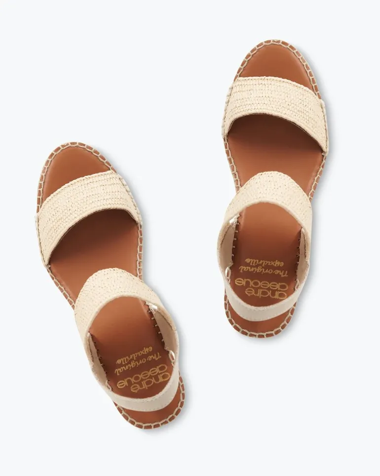 Store Tommy Bahama André Assous Aviana Stretch-Raffia Wedges Natural