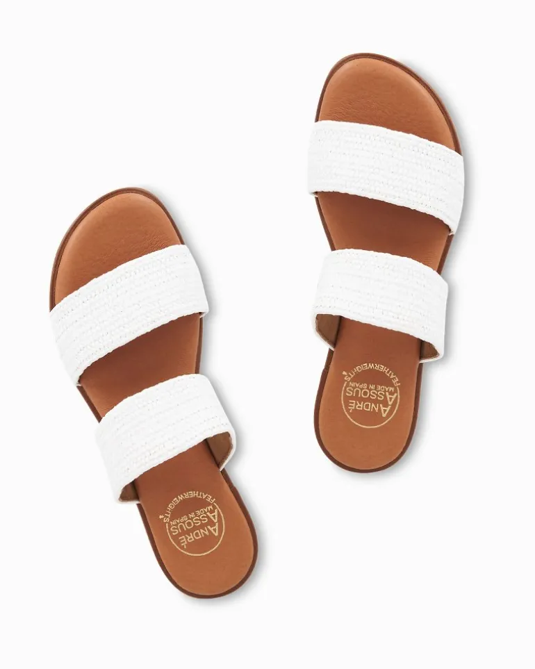 New Tommy Bahama André Assous Galia Stretch-Raffia Featherweights™ Sandals White
