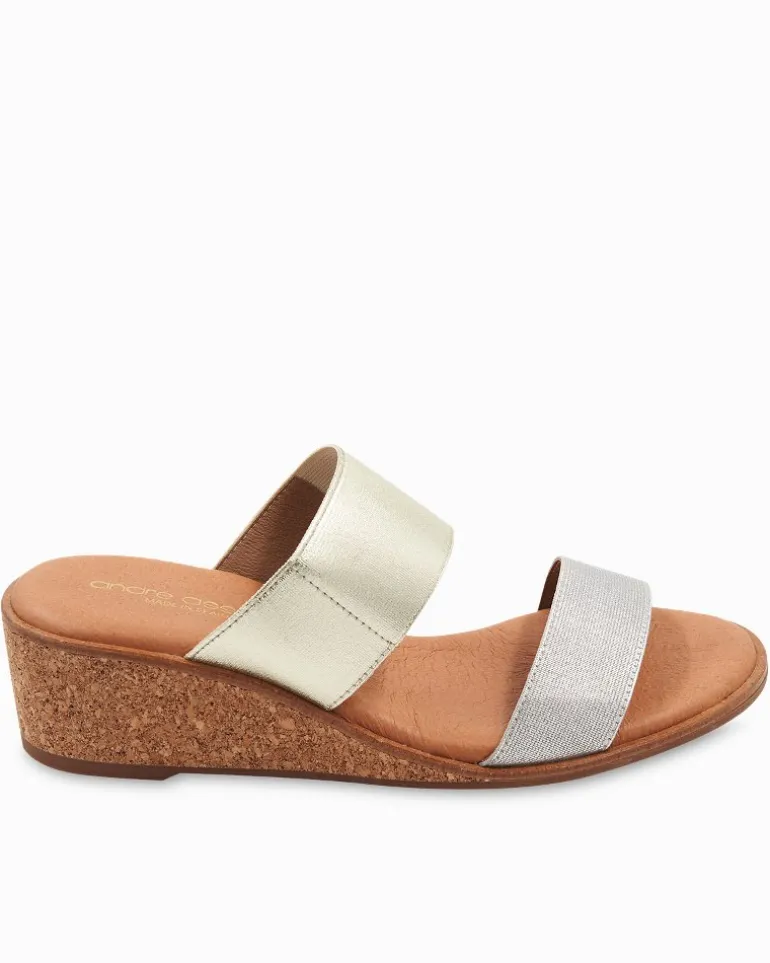 Discount Tommy Bahama André Assous Gwenn Metallic Wedges Silver
