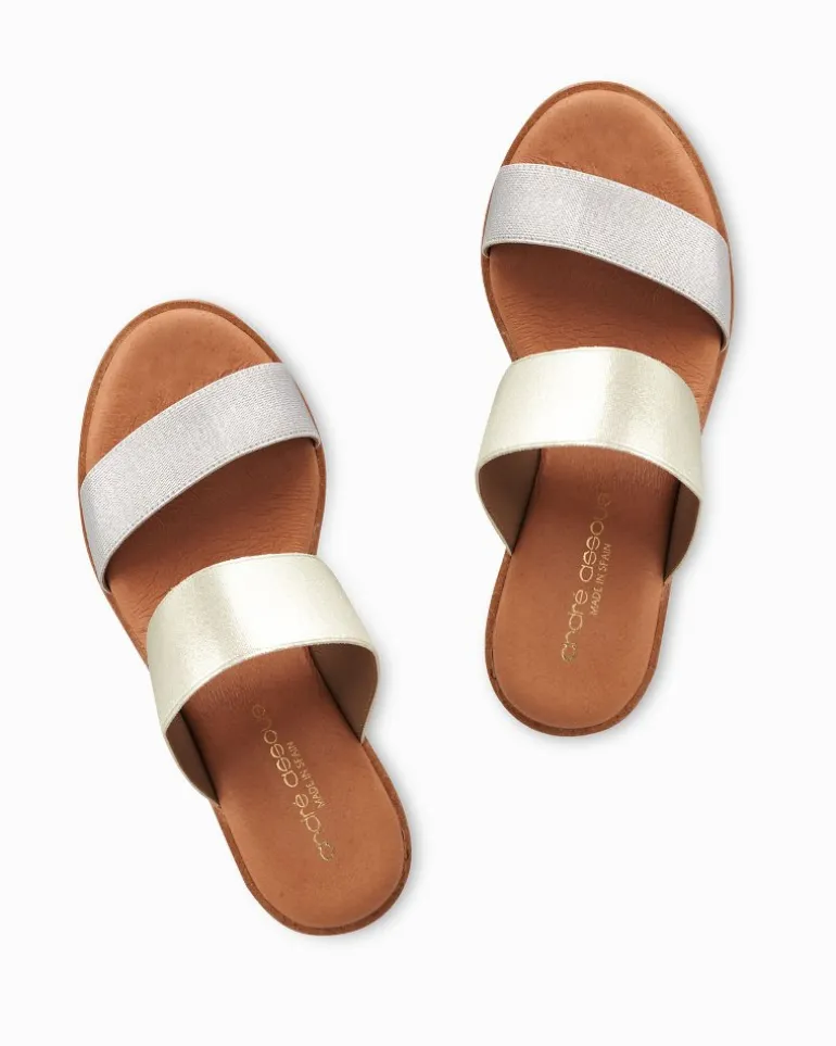 Discount Tommy Bahama André Assous Gwenn Metallic Wedges Silver