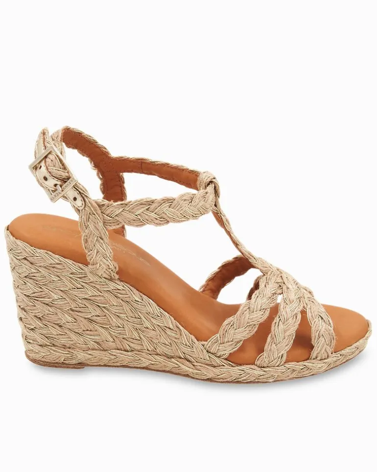 Sale Tommy Bahama André Assous Madina Metallic Raffia Wedges Gold