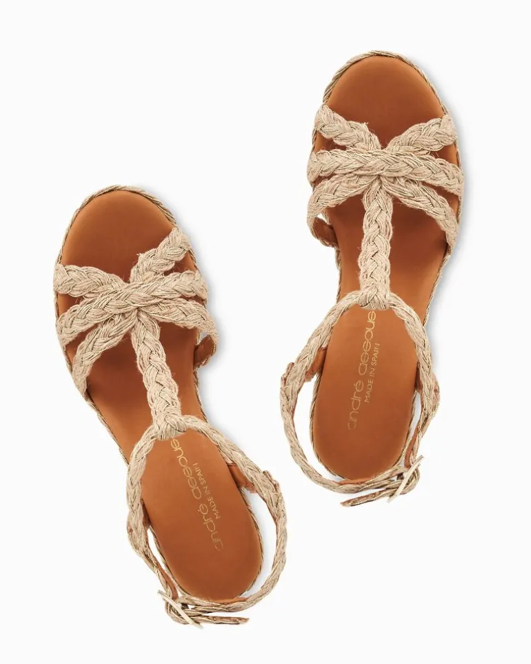 Sale Tommy Bahama André Assous Madina Metallic Raffia Wedges Gold