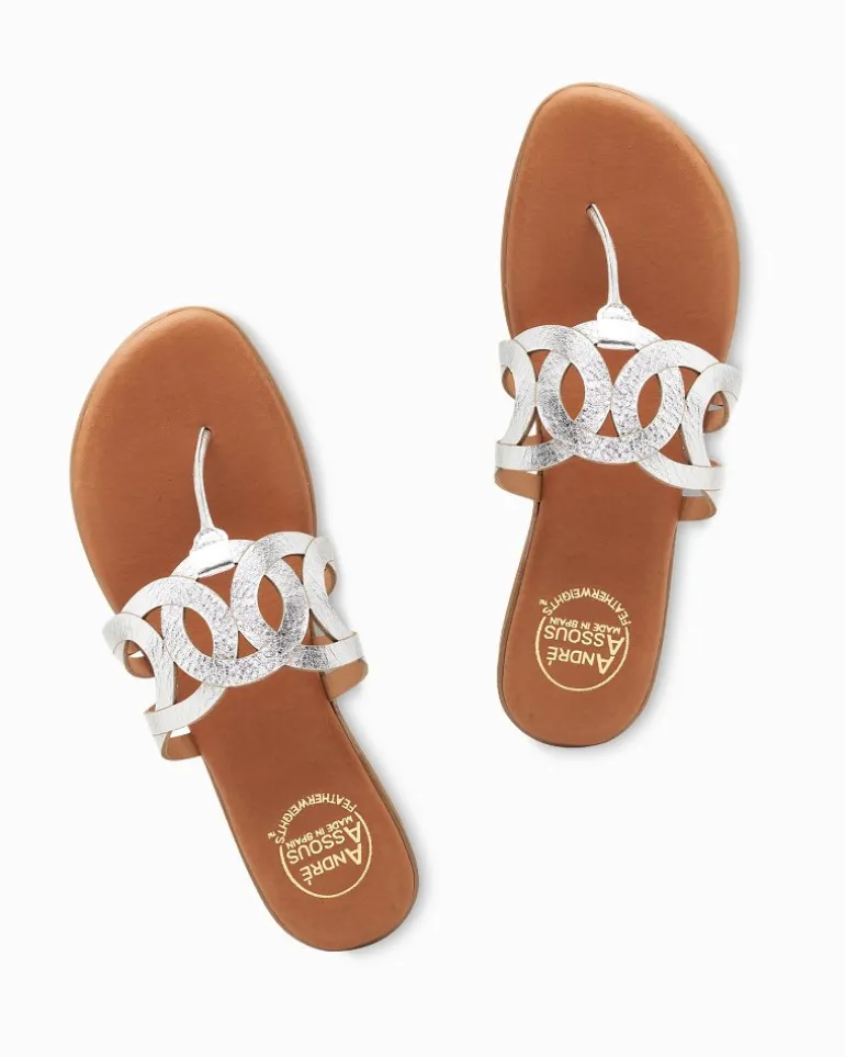 Shop Tommy Bahama André Assous Nature Metallic Featherweights™ Sandals Silver