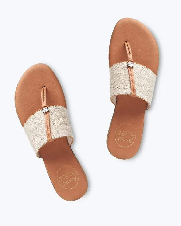 Store Tommy Bahama André Assous Nice Stretch-Linen Featherweights™ Sandals Beige