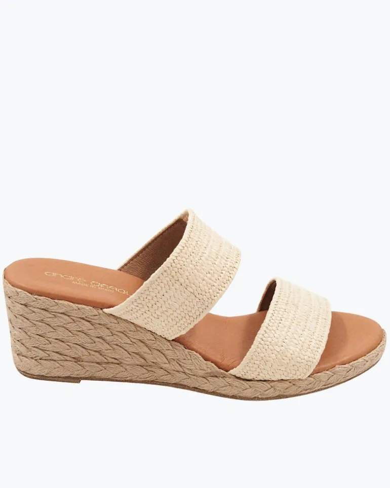 Outlet Tommy Bahama André Assous Nori Stretch-Raffia Wedges Natural