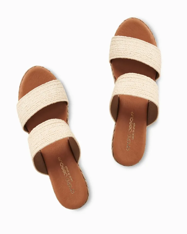 Outlet Tommy Bahama André Assous Nori Stretch-Raffia Wedges Natural