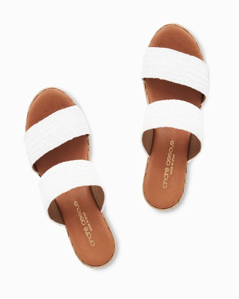 Outlet Tommy Bahama André Assous Nori Stretch-Raffia Wedges White
