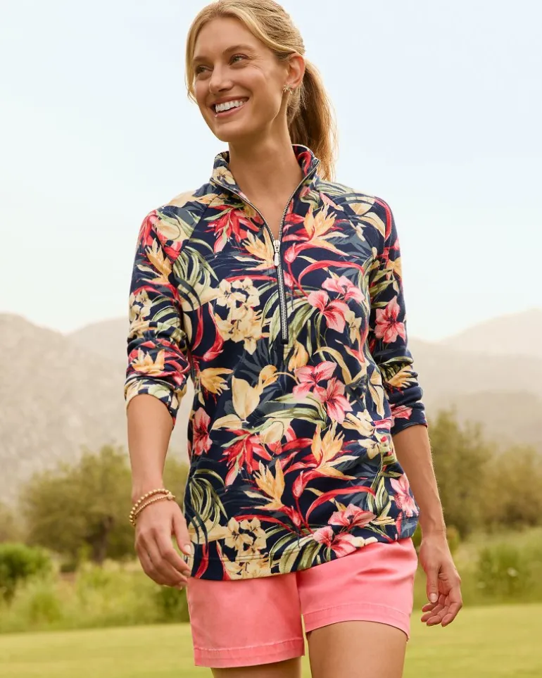 Sale Tommy Bahama Aruba Flora Amora Half-Zip Sweatshirt Island Navy
