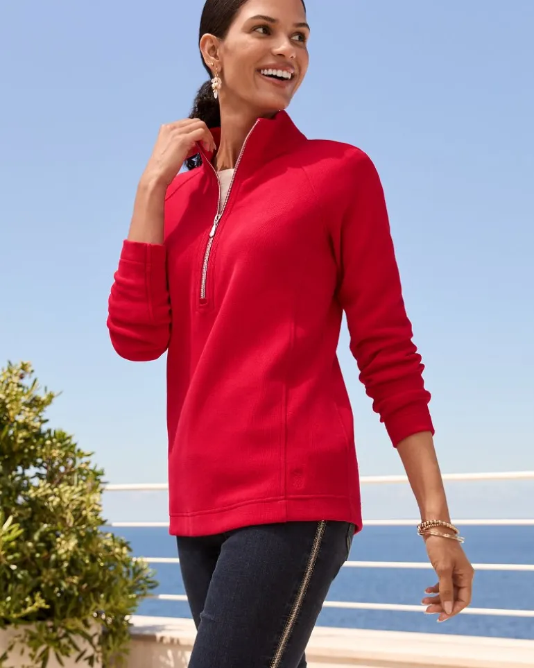 Outlet Tommy Bahama Aruba Half-Zip Sweatshirt Tango Red