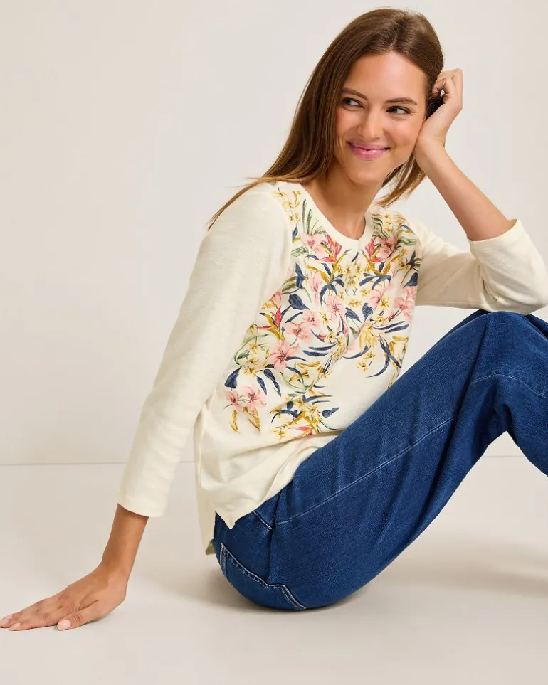 Flash Sale Tommy Bahama Ashby Isles Flora Amora 3/4-Sleeve T-Shirt Coconut