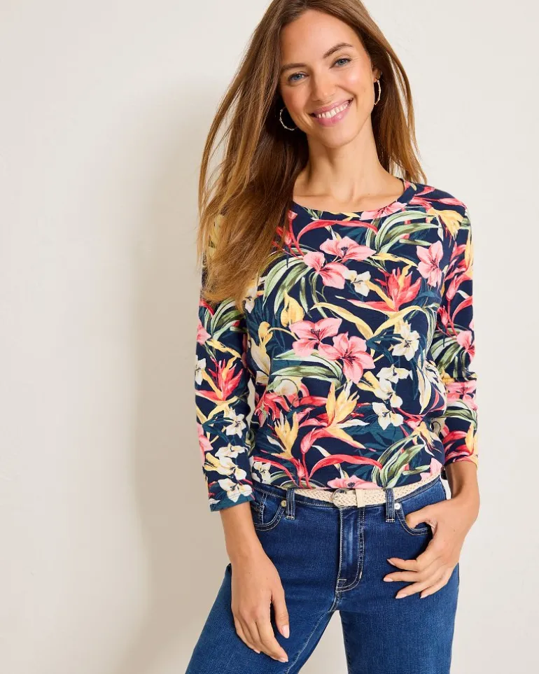Online Tommy Bahama Ashby Isles Flora Amora 3/4-Sleeve T-Shirt Island Navy