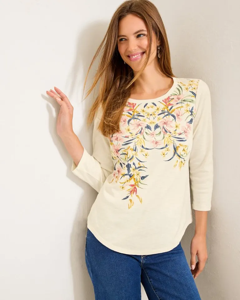 Flash Sale Tommy Bahama Ashby Isles Flora Amora 3/4-Sleeve T-Shirt Coconut