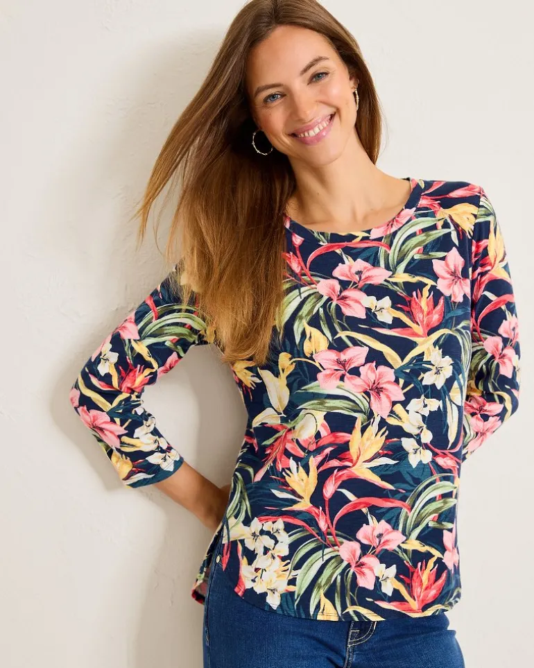 Online Tommy Bahama Ashby Isles Flora Amora 3/4-Sleeve T-Shirt Island Navy
