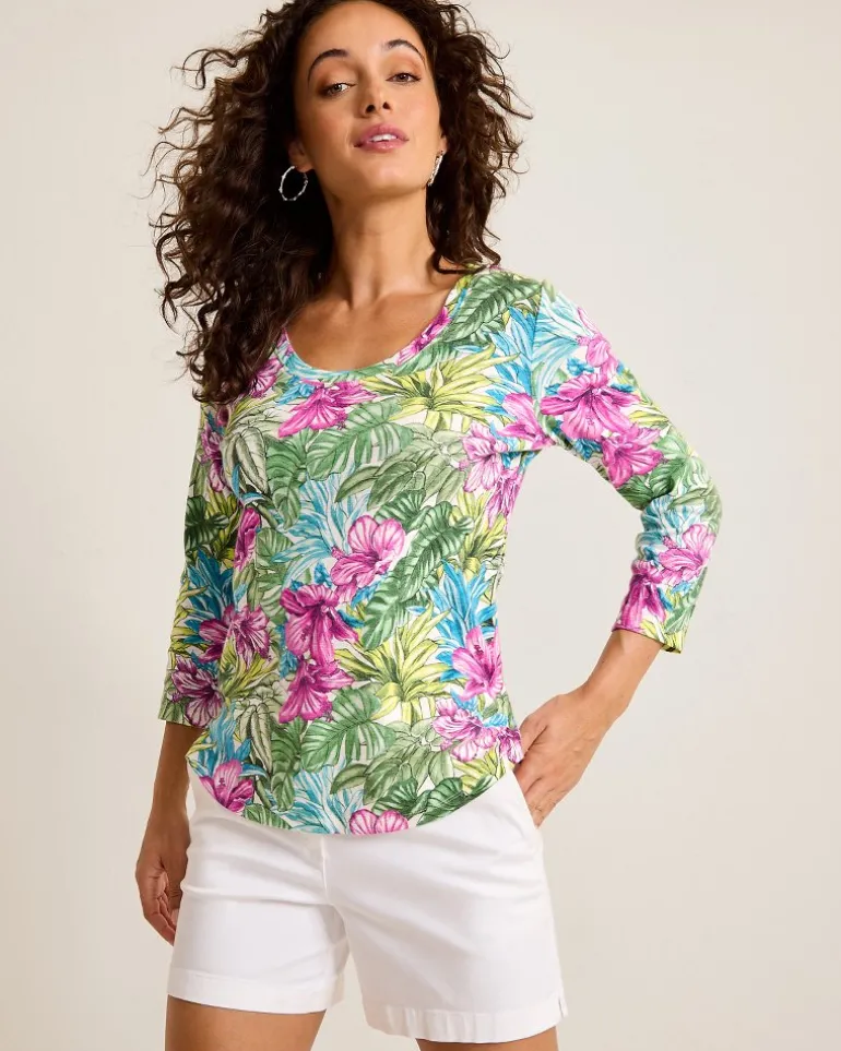 Hot Tommy Bahama Ashby Isles Jungle Jewels 3/4-Sleeve T-Shirt Coconut