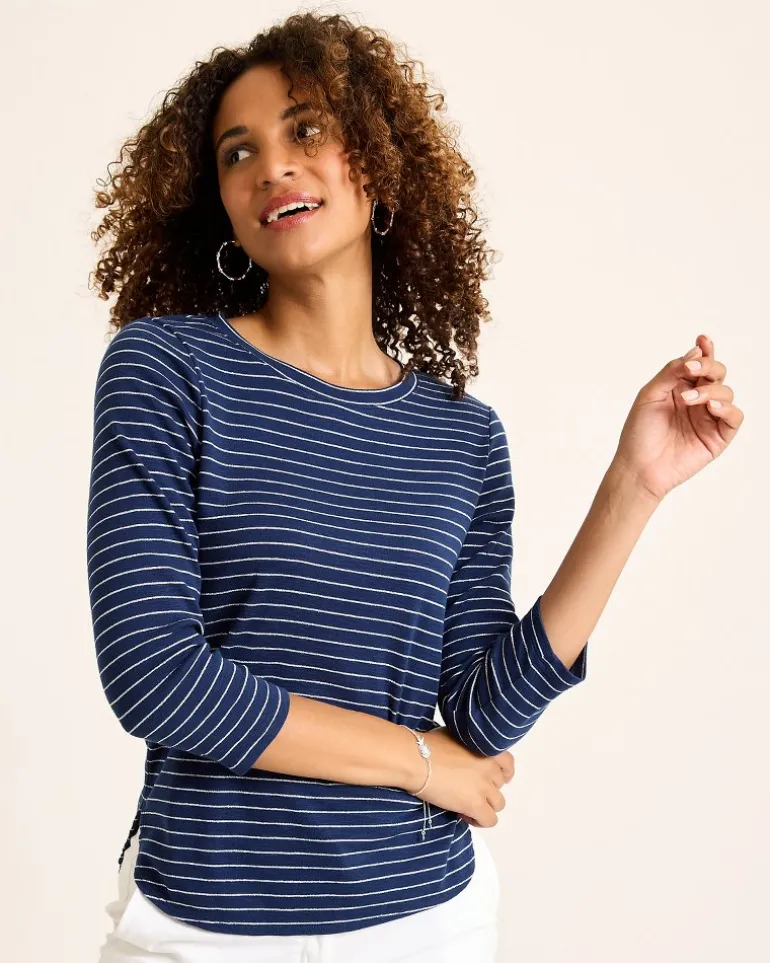 Sale Tommy Bahama Ashby Isles Metallic Stripe 3/4-Sleeve T-Shirt Island Navy