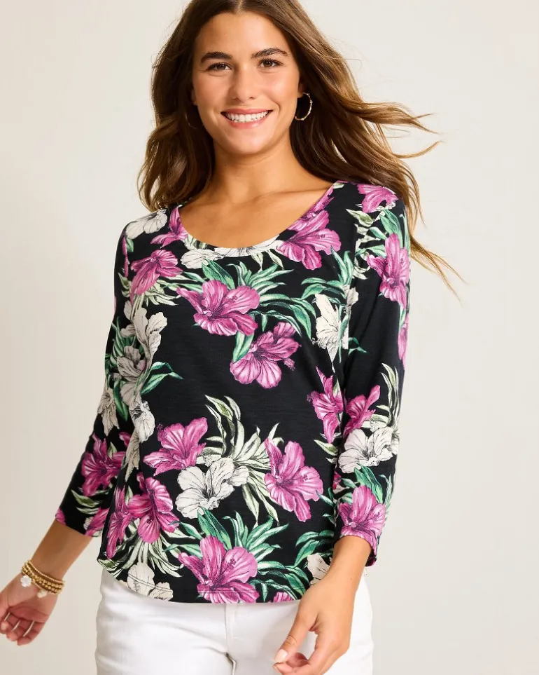 Hot Tommy Bahama Ashby Isles Villa Garden 3/4-Sleeve T-Shirt Black