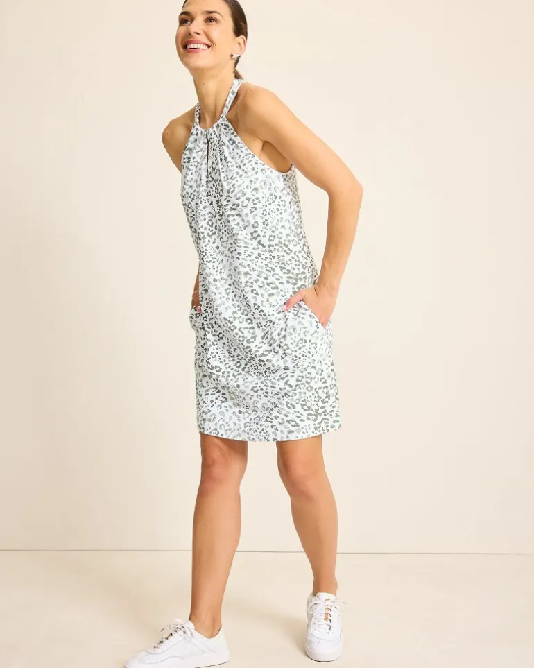 Sale Tommy Bahama Aubrey Leopard Halter IslandZone® Dress Tea Leaf