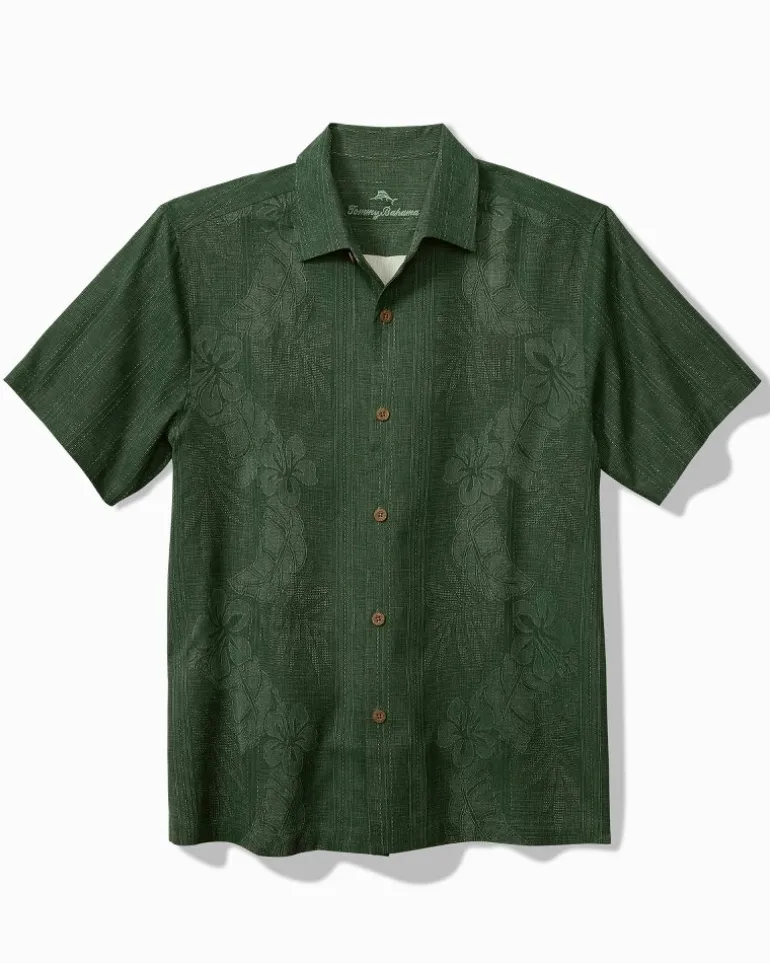 Cheap Tommy Bahama Bali Border Silk Camp Shirt Emerald