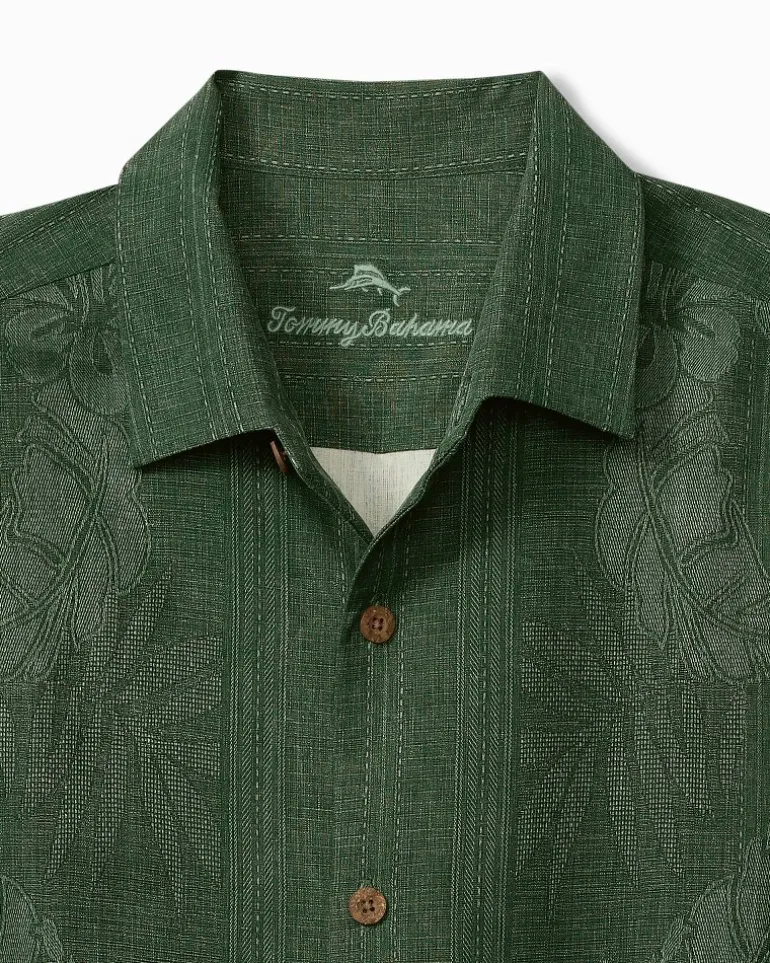 Cheap Tommy Bahama Bali Border Silk Camp Shirt Emerald