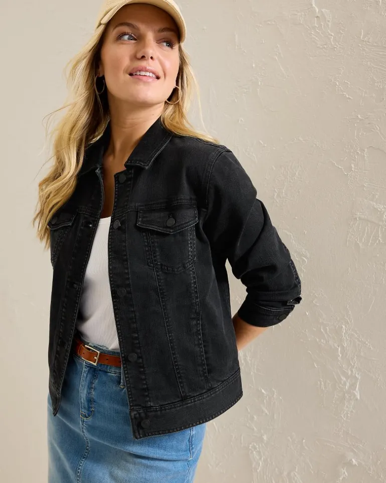 Sale Tommy Bahama Black Classic Jean Jacket Coastal Black Wash