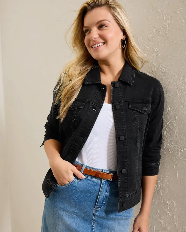 Sale Tommy Bahama Black Classic Jean Jacket Coastal Black Wash