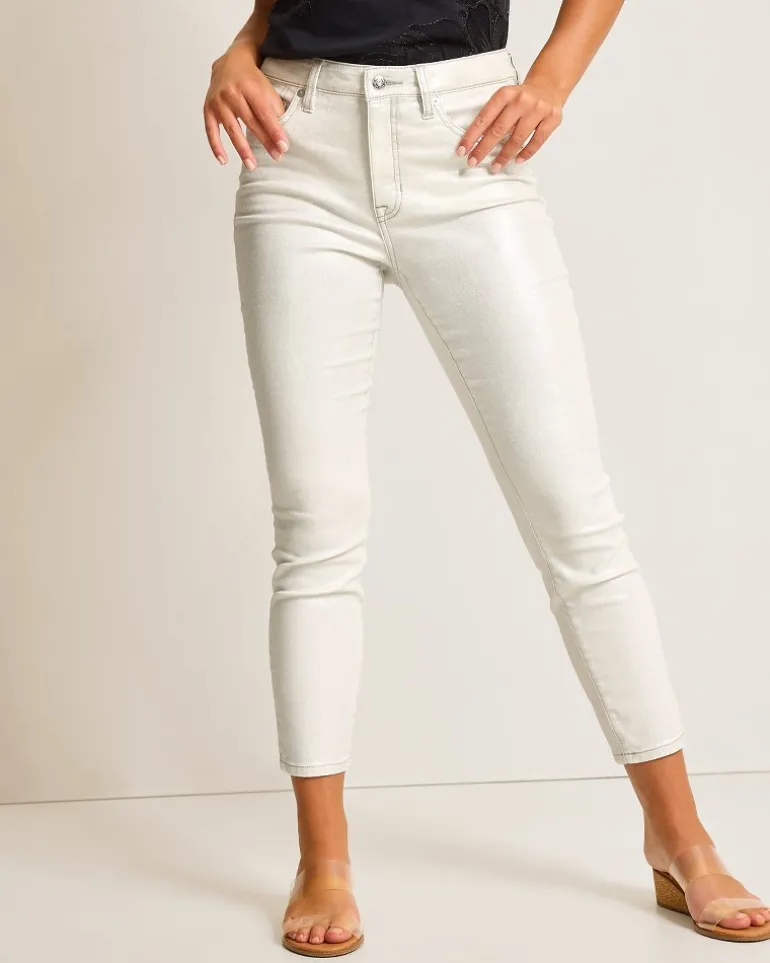Sale Tommy Bahama Boracay® Metallic High-Rise Ankle Jeans White