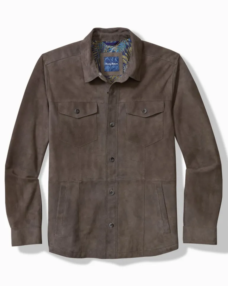 Fashion Tommy Bahama Boulder Ridge Suede Shirt Jacket Fog Grey