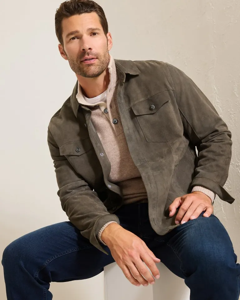 Fashion Tommy Bahama Boulder Ridge Suede Shirt Jacket Fog Grey
