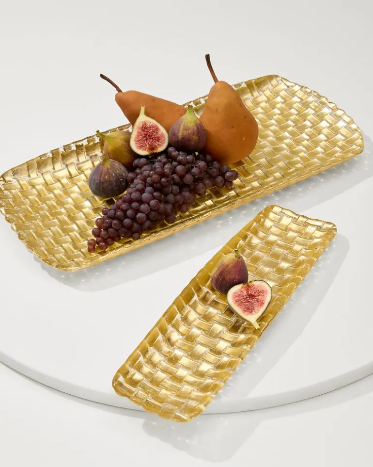 Hot Tommy Bahama Braided Glass Serving Trays — Set of 2 Gold