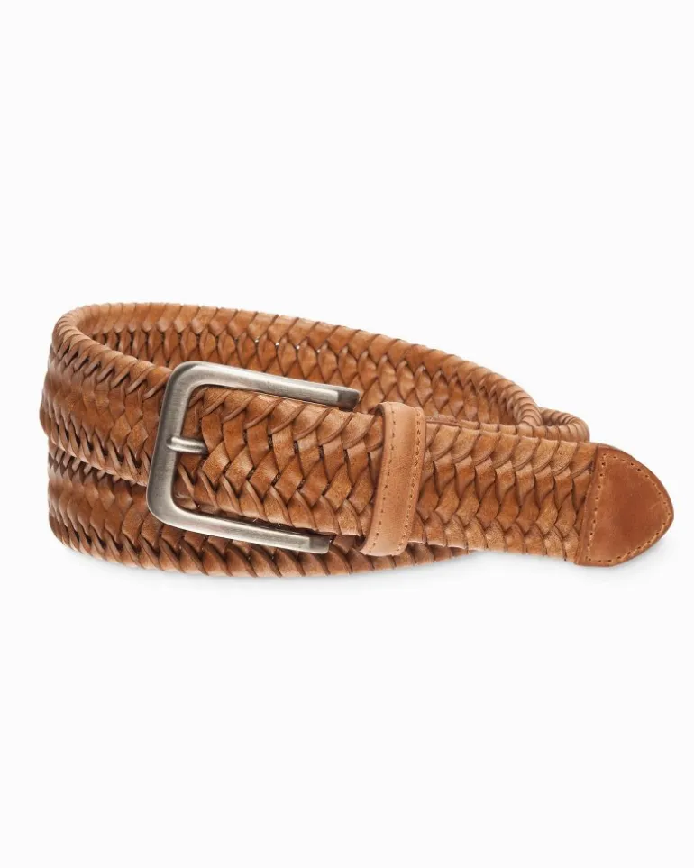 Sale Tommy Bahama Braided Leather Stretch Belt Tan