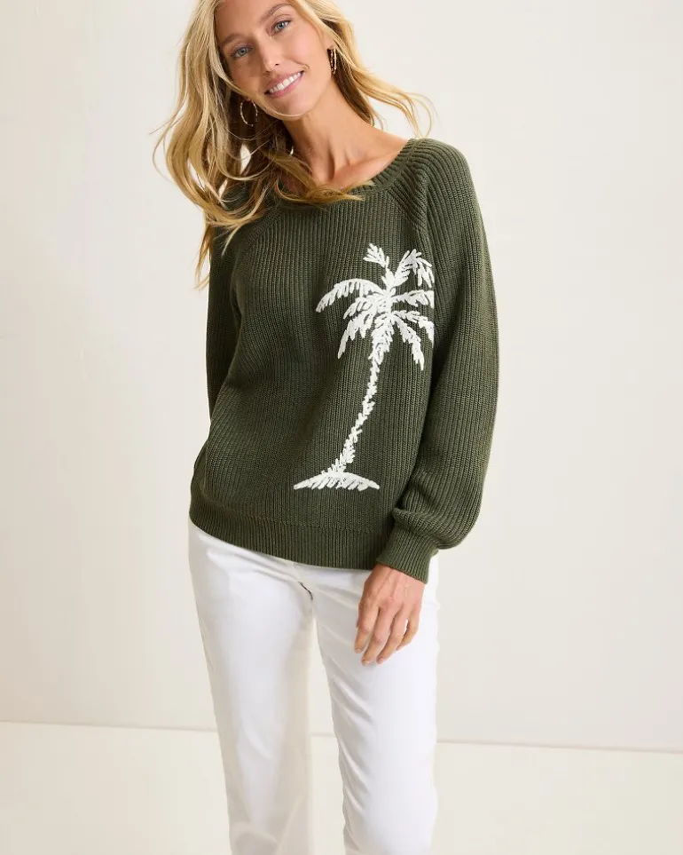 Sale Tommy Bahama Breezy Palm Crew Pullover Palm Verde