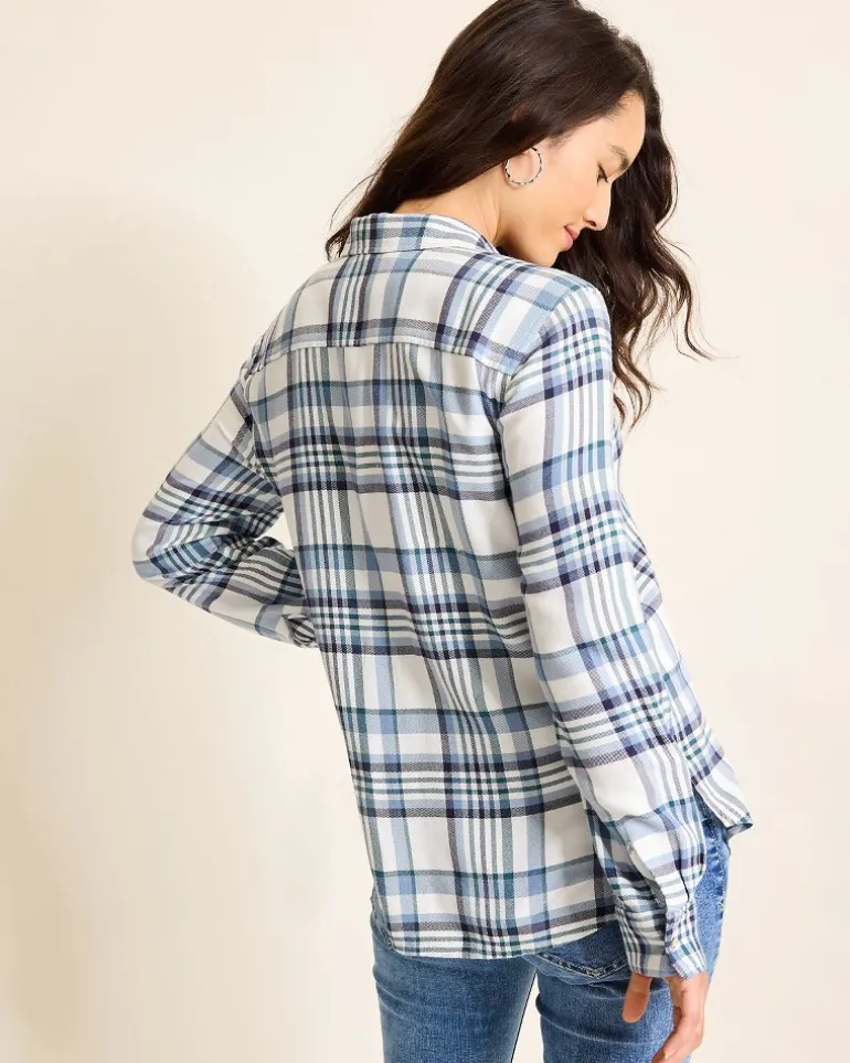 Best Sale Tommy Bahama Breezy Shoreline Flannel Shirt Light Chambray