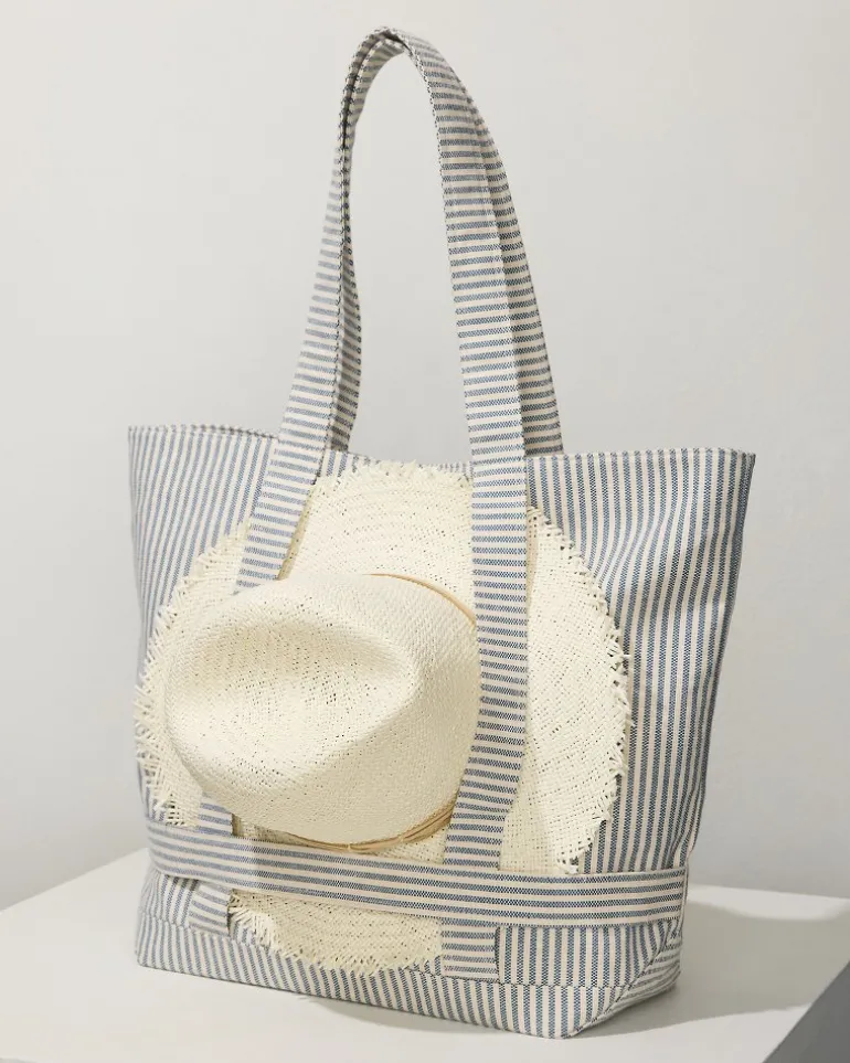 Shop Tommy Bahama Canvas Traveler Tote Navy Stripe