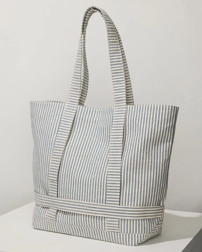 Shop Tommy Bahama Canvas Traveler Tote Navy Stripe
