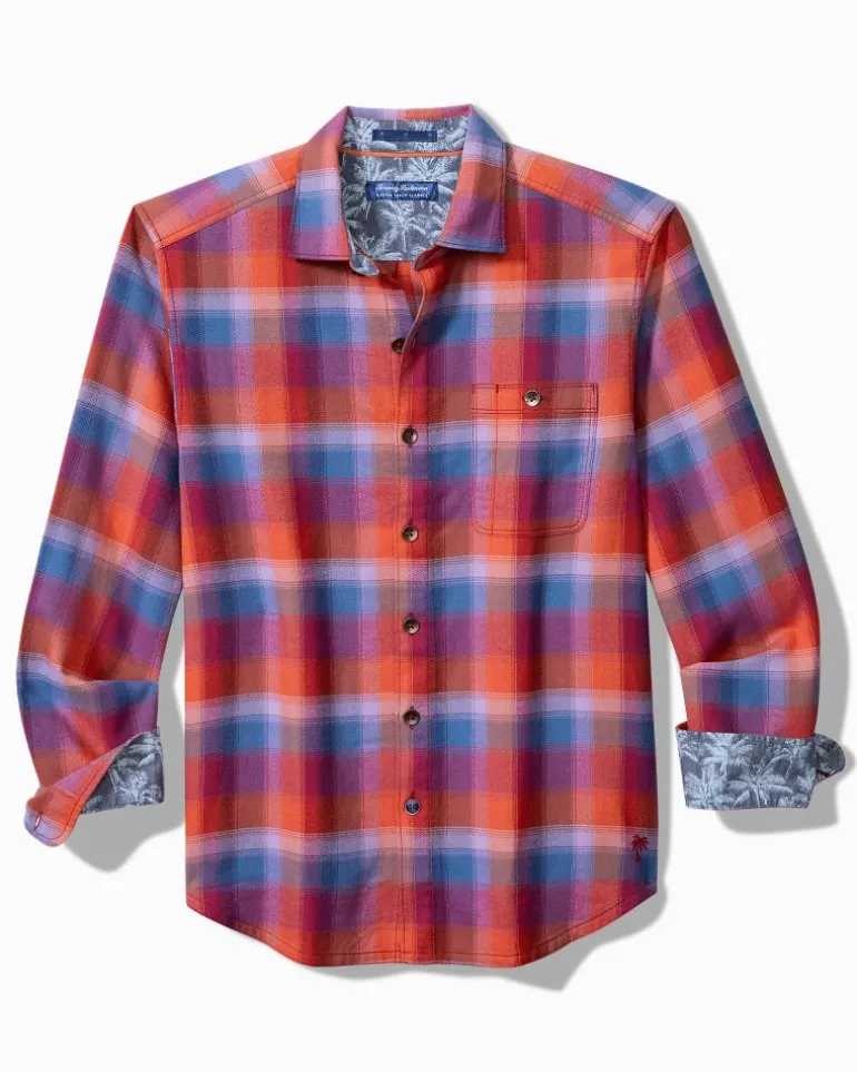 Store Tommy Bahama Canyon Beach Fireside Check Stretch Flannel Shirt Dockside Blue
