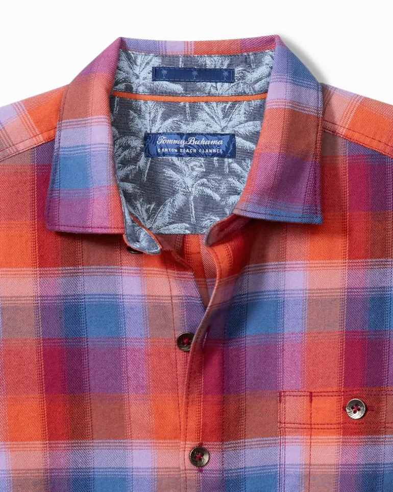 Store Tommy Bahama Canyon Beach Fireside Check Stretch Flannel Shirt Dockside Blue