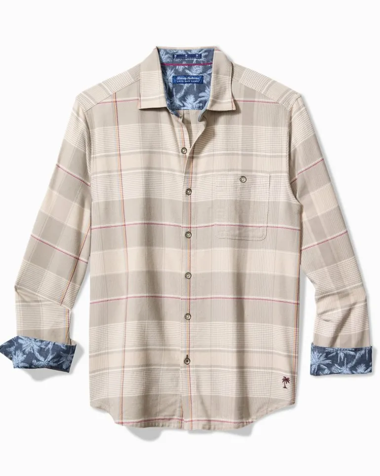 Sale Tommy Bahama Canyon Beach Pebble Cay Plaid Stretch Flannel Shirt Feather Down
