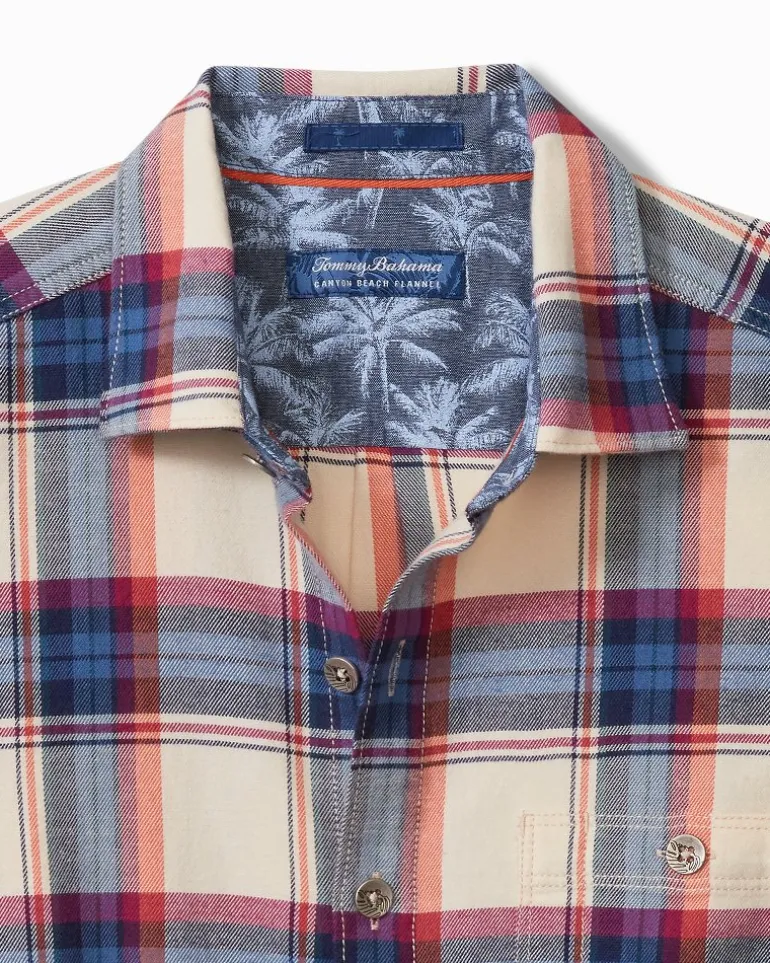 Online Tommy Bahama Canyon Beach Window Pane Stretch Flannel Shirt Bleached Sand