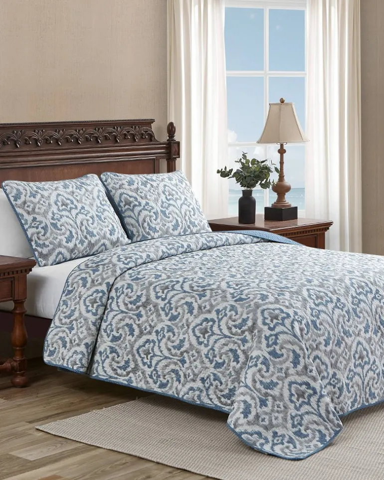 Best Sale Tommy Bahama Cape Verde 3-Piece King Quilt Set Grey