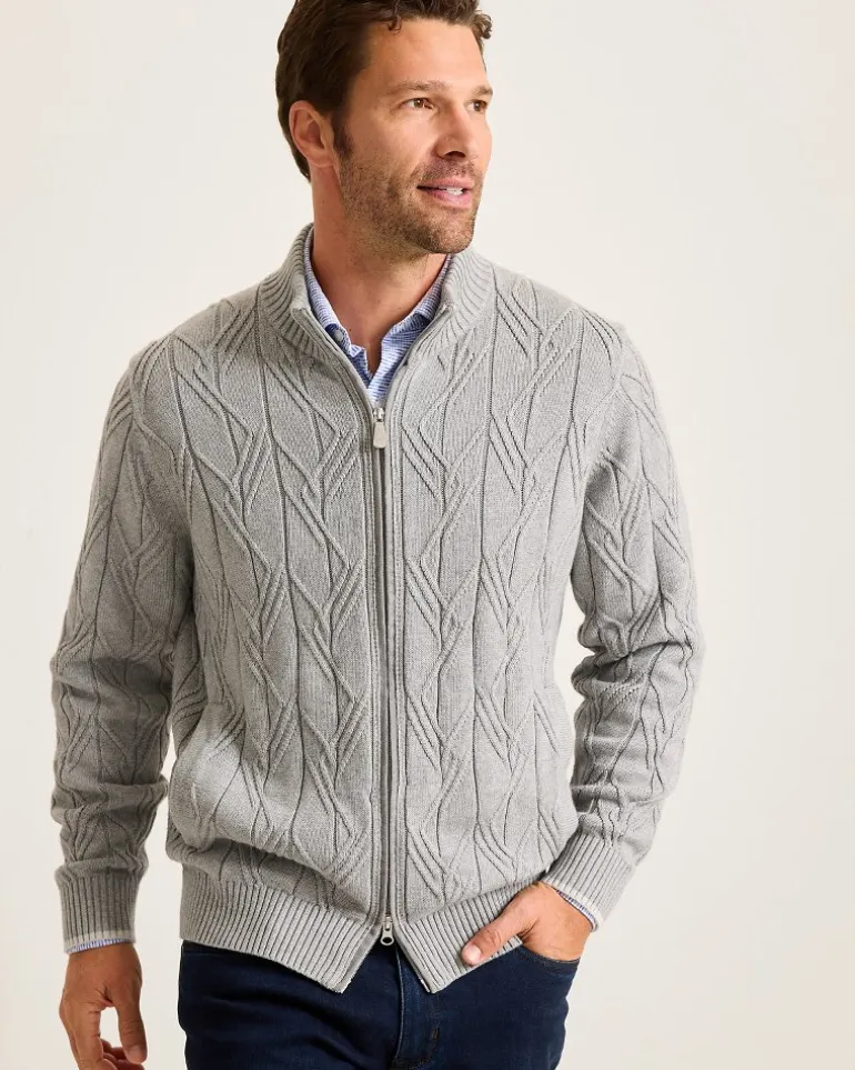 Best Sale Tommy Bahama Capital Cable Full-Zip Cardigan Grey Heather