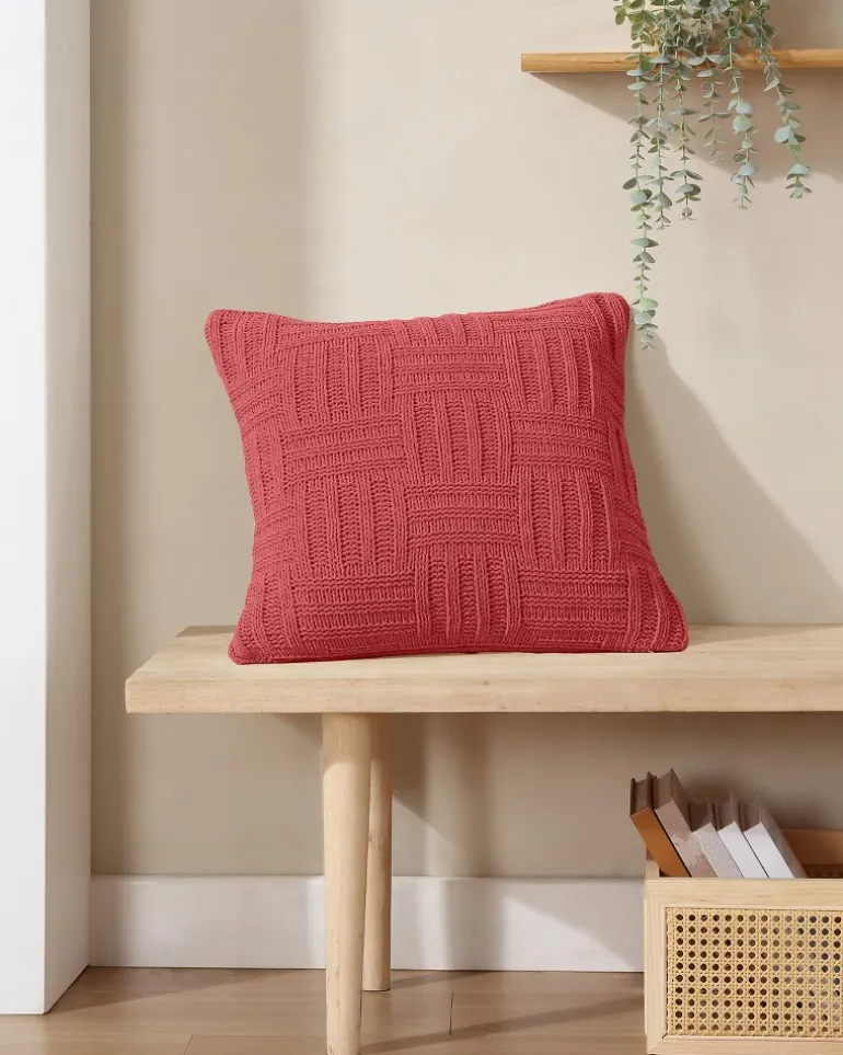 Sale Tommy Bahama Chain Basket Decorative Pillow Coral Red