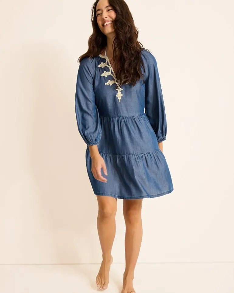 Outlet Tommy Bahama Embroidered Coverup Dress Chambray