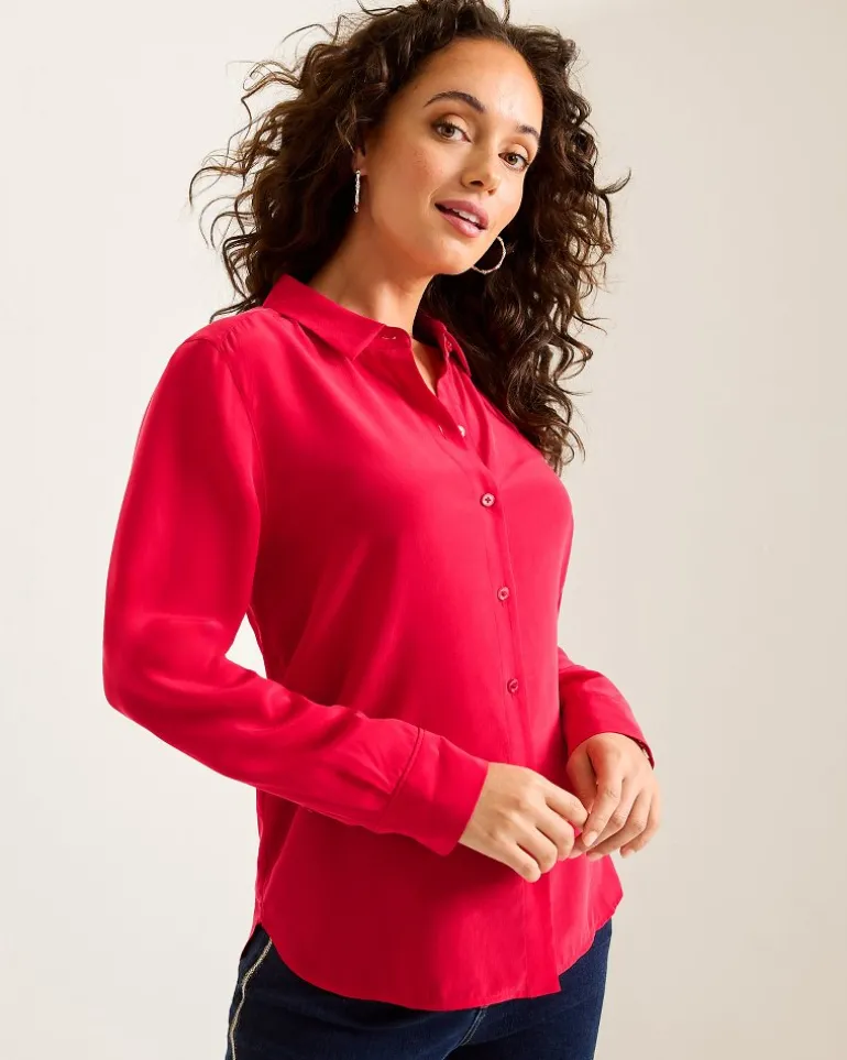 Best Tommy Bahama Classic Long-Sleeve Silk Shirt Tango Red