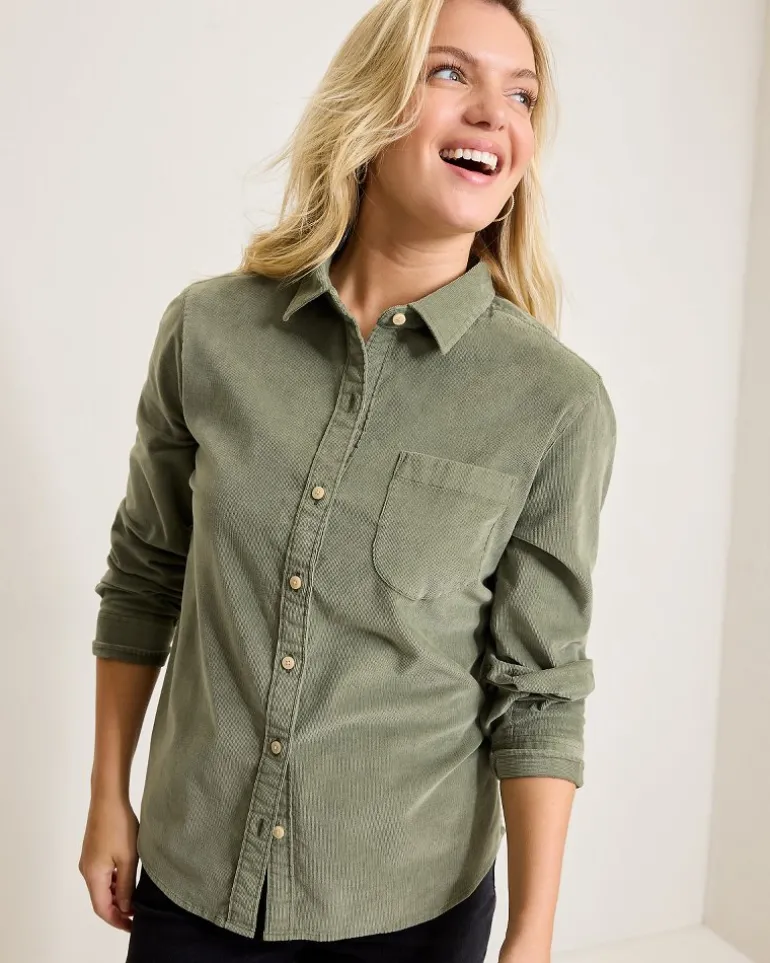 Best Sale Tommy Bahama Coasta Cord Sun-Washed Shirt Tea Leaf