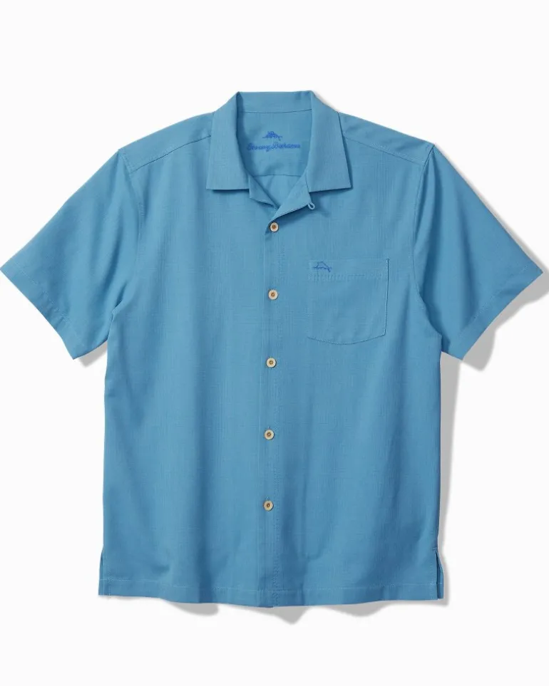 New Tommy Bahama Coastal Breeze Check IslandZone® Camp Shirt Vacation Blue